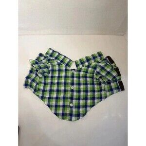 The Worthy Dog Green and Blue Plaid Short Sleeve Button Pet Shirt Size XS